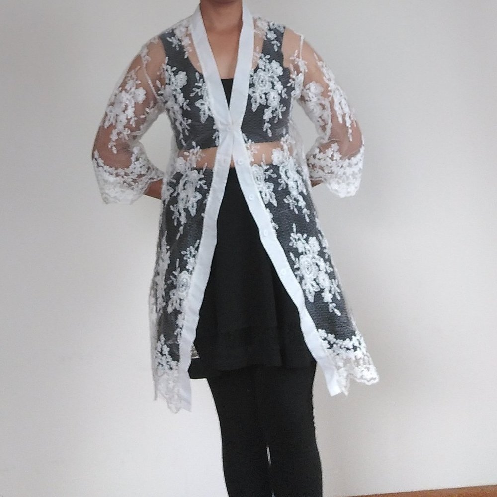 White swim wear cover up